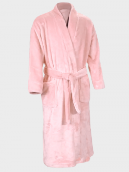 Халат плюшевий рожевий для готелів та спа, розмір M (46-48)