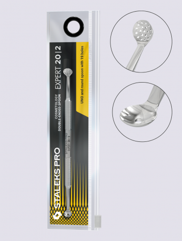 Ложка косметологическая двусторонняя Staleks Pro Expert 20 Type 2 (Уно + круглая шумовка на 19 отверстий)
