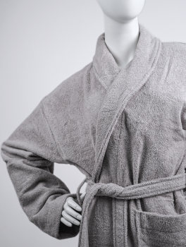 Халат махровый для гостиниц и спа, серый (плотность 400 г/м²), размер XL (50-52), Украина