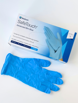 Рукавички нітрилові (розмір М) блакитні 3,5г Medicom, 100 шт