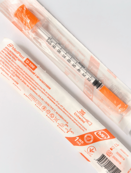 Шприц 1мл инсулиновый U-100 с интегр. иглой 30G, MedPlast (100 шт/уп)