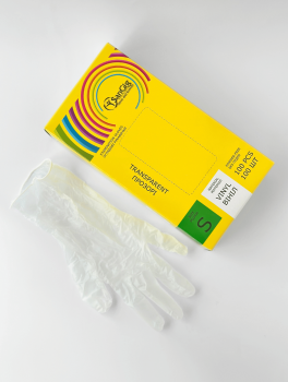 Перчатки виниловые (размер S) прозрачные SanGig, 100 шт
