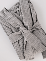 Вафельный халат для отелей и спа, серый, размер М (46-48) CHILA™