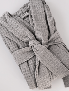 Вафельный халат для отелей и спа, серый, размер М (46-48) CHILA™