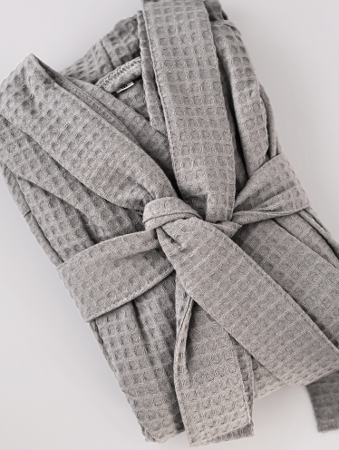 Вафельный халат для отелей и спа, серый, размер М (46-48) CHILA™