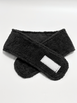 Косметическая повязка на голову махровая с липучкой, черная