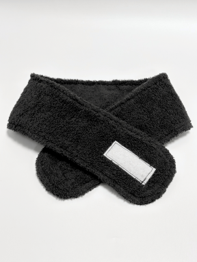 Косметическая повязка на голову махровая с липучкой, черная