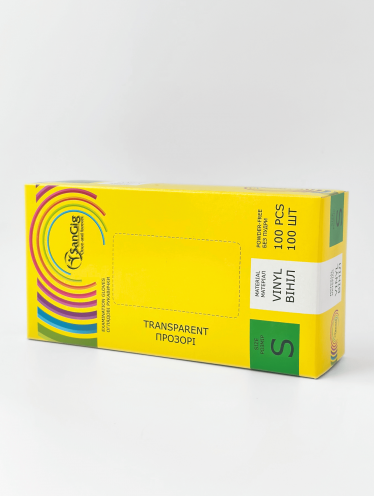 Перчатки виниловые (размер S) прозрачные SanGig, 100 шт