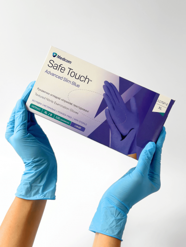 Перчатки нитриловые (размер XL) голубые 3,5г Medicom, 100 шт