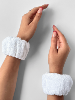 Напульсники, махровые, нарукавники для умывания, белые CHILA™