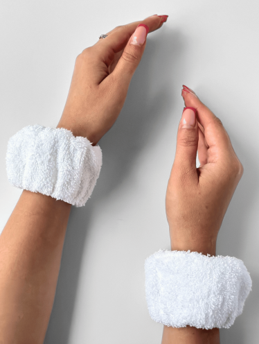 Напульсники, махровые, нарукавники для умывания, белые CHILA™