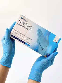 Рукавички нітрилові (розмір L) блакитні 3,5г Medicom, 100 шт