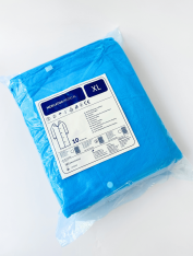Халат одноразовый с резинкой на кнопках (10 шт/уп) Mercator Medical, голубой