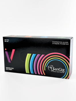 Рукавички нітрилові (розмір М) чорні 5г SanGig V, 100 шт