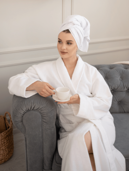 Халат махровый для гостиниц и спа, белый (плотность 400 г/м²), размер XXXL (54-56), Украина