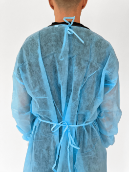 Халат хирургический с манжетом на завязках (10 шт/уп) BETAtex, синий