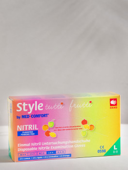 Рукавички нітрилові, 4 кольори (щільність 4г/м²) STYLE Tutti Frutti, 96 шт/уп, розмір L
