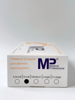 Перчатки латексные без пудры (размер S) 3,5 г/м², Medical Professional, 100 шт