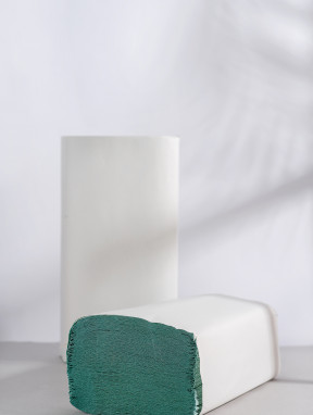 Полотенце бумажное V-складка, зеленое (160л/уп)