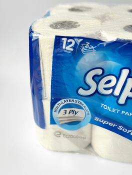 Туалетная бумага SELPAK 3-слойная, белая (12 шт/уп)