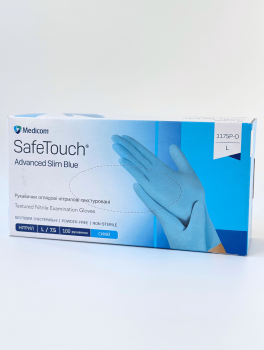 Рукавички нітрилові (розмір L) блакитні 3,5г Medicom, 100 шт