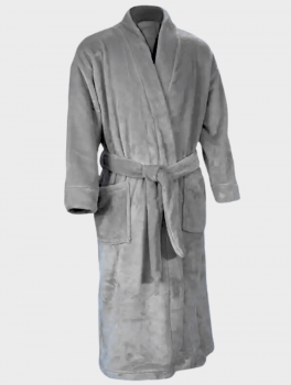 Халат плюшевый серый для гостиниц и спа, размер M (46-48)