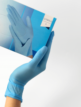 Перчатки нитриловые (размер L) голубые 3г Medicom Vitals SB, 100 шт