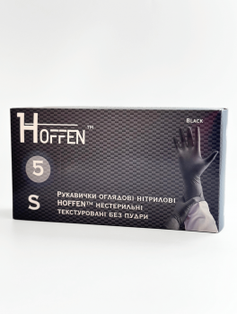 Перчатки нитриловые (размер S) черные 5г HOFFEN, 100 шт