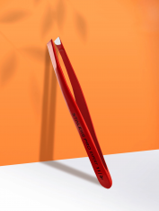 Пинцет для бровей красный Staleks Pro Expert 11 Type 3r (скошенный)
