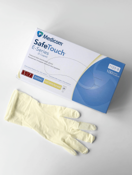 Перчатки латексные без пудры (размер S) 5,5г/м² MEDICOM, 100шт