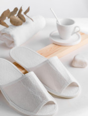 Тапочки одноразовые флисовые, белые (50 пар)