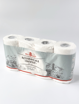 Туалетний папір "Срібло", 3-шар. білий (8 рул/уп) Кохавинська папірня