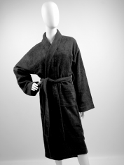 Халат махровый для гостиниц и спа, черный (плотность 400 г/м²), размер XL (50-52), Украина