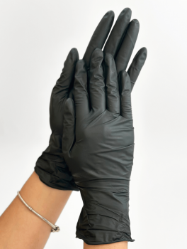 Перчатки нитриловые (размер S) черные 5г HOFFEN, 100 шт