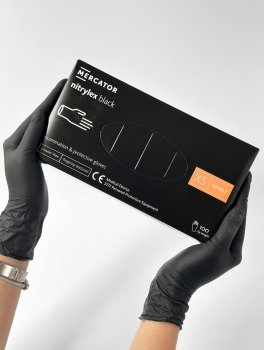 Перчатки нитриловые (размер ХS) черные 4г Nitrylex Mercator, 100 шт