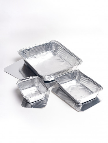 Ланч бокс контейнер + крышка алюминий 64L (100 шт/уп)