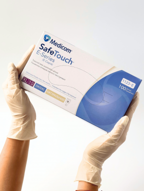 Перчатки латексные без пудры (размер XL) 5,5г/м² MEDICOM, 100шт