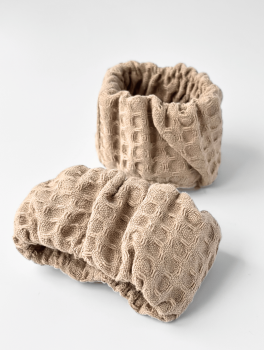 Напульсники, нарукавники для умывания вафельные, бежевые CHILA™