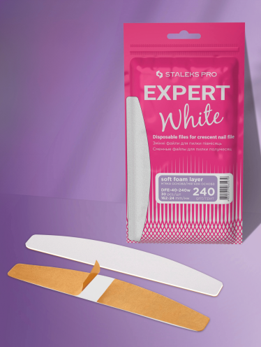 Сменные файлы белые на мягкой основе (240 грит) для пилы полумесяц Staleks Pro Expert 40 (30 шт)