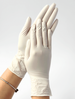 Перчатки нитриловые (размер М) белые 4г "SanGig", 100 шт
