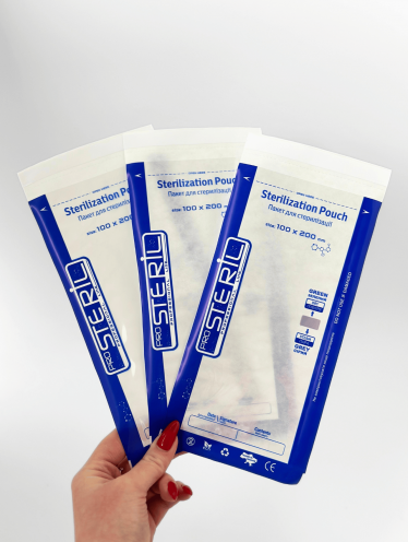 Крафт-пакеты 100х200 мм прозрачные комбинированные ProSteril (100 шт)