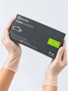 Рукавички вінілові (розмір S) прозорі Mercator Medical, 100 шт
