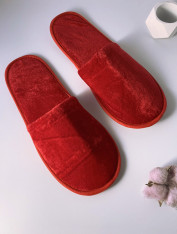 Тапочки одноразовые велюровые, красные (10 пар)