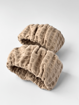 Напульсники, нарукавники для умывания вафельные, бежевые CHILA™