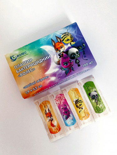 Пластырь детский с рисунками 1,9х5,5 см (100шт/уп)