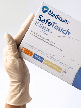Перчатки латексные без пудры (размер XS) 5,5г/м² MEDICOM, 100шт