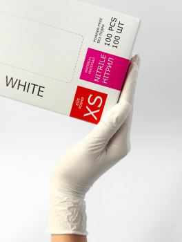 Рукавички нітрилові (розмір XS) білі 4г "SanGig", 100 шт
