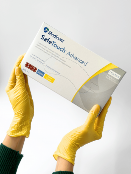 Перчатки нитриловые (размер S) желтые 3,8г Medicom, 100 шт/уп