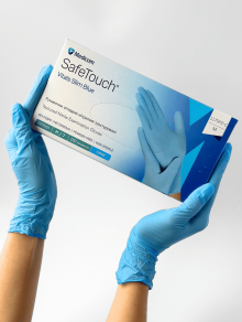 Перчатки нитриловые (размер M) голубые 3г Medicom Vitals SB, 100 шт