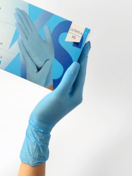 Рукавички нітрилові (розмір XS) блакитні 3г Medicom Vitals SB, 100 шт